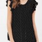 Summer Butterfly Sleeve Polka Dot Blouses Fashion O-Neck Women Chiffon Blouse White Black Color shir