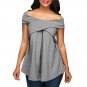 Women Off The Shoulder Short Sleeve Sweatshirt Pullover Tops Blouse Shirt
