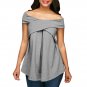 Women Off The Shoulder Short Sleeve Sweatshirt Pullover Tops Blouse Shirt