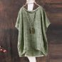 4XL 5XL Batwing Sleeve Loose Plus Size Blouse Cotton Linen Casual O Neck Womens Blouses Tops Vintage