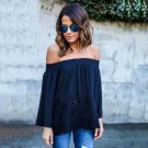 Sexy Women Off Shoulder Lace Strapless T Shirt Summer Casual Loose Top Blouse