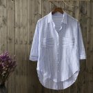 100% cotton Women Striped Blouse 2018 New Casual Cotton Blue Shirt Woman Office Shirts Excellent Qua