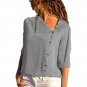 Women Casual Turn Down Collar Shirt Irregular Side Single Breasted Tops