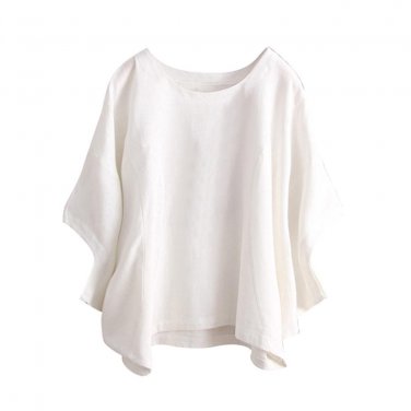 Women Irregular Fashion Solid Short Sleeved Shirt Vintage Blouse