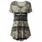 Women V-Neck Button Front Pleated Flared Comfy Loose Tunic Top Shirt Blouse