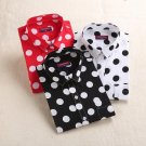 Dioufond Red Polka Dot Women Shirts Formal Work Ladies Blouses Cotton Long Sleeve Vintage Shirt Plus