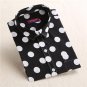 Dioufond Red Polka Dot Women Shirts Formal Work Ladies Blouses Cotton Long Sleeve Vintage Shirt Plus