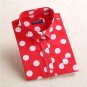 Dioufond Red Polka Dot Women Shirts Formal Work Ladies Blouses Cotton Long Sleeve Vintage Shirt Plus