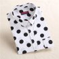 Dioufond Red Polka Dot Women Shirts Formal Work Ladies Blouses Cotton Long Sleeve Vintage Shirt Plus