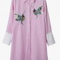 Hanyiren Women Bird Embroidered Blouse fashion Long sleeve high quality white turn down collar Shirt