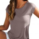 Woman Summer Short Sleeve Shirt Round Neck Dots Printed Blouse Ladies Casual Tops Blusas Femininas #
