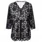 5XL Large sizes women clothing Summer Lace Floral Half Sleeve Blouse women V-Neck Sexy club Office T