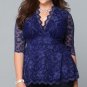 5XL Large sizes women clothing Summer Lace Floral Half Sleeve Blouse women V-Neck Sexy club Office T