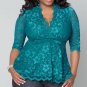 5XL Large sizes women clothing Summer Lace Floral Half Sleeve Blouse women V-Neck Sexy club Office T