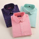 2018 Plus Size Polka Dot Cotton Women Blouses Shirt Long Sleeve Women\'s Shirts  Turn Down Collar Co
