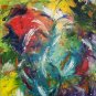 Modern Wall Art Deco, Abstract Acrylic Painting, by artist on Canvas,FIRE WORKS