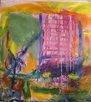 Modern Wall Art, Abstract Acrylic Painting, by artist on Canvas, BIG PINK buyart