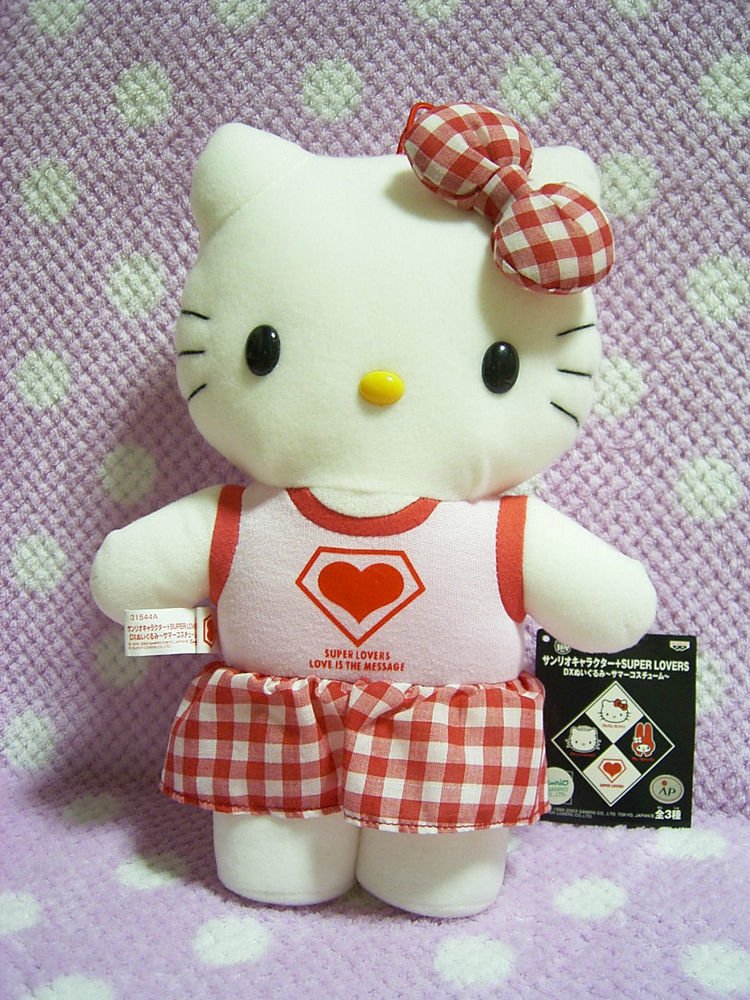 Hello Kitty Sanrio Japan X Super Lovers Kawaii Plush Stuffed Doll Pink 2003 106 9756