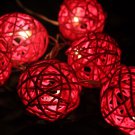 20 x pink romance water color rattan wood handmade ball string light