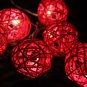 20 x pink romance water color rattan wood handmade ball string light