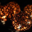 20 x wood color forest rattan ball string light deco decoration