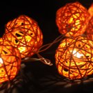 20 X Orange RATTAN BALL STRING PARTY PATIO WEDDING BEDROOM LIGHT CHRISTMAS