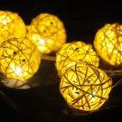 20 X Yellow RATTAN BALL STRING PARTY PATIO WEDDING BEDROOM LIGHT CHRISTMAS