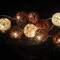 20 X White and brown RATTAN BALL STRING PARTY PATIO WEDDING BEDROOM LIGHT CHRISTMAS