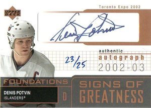 2002-03 UD Foundations DENIS POTVIN Authentic Autograph SG-DP #23/25