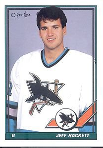1991-92 O-Pee-Chee #382 - Jeff Hackett - San Jose Sharks