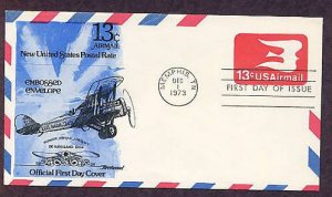 Airmail Embossed Envelope, Pioneer Airmail Aircraft, De Havilland DH-4, First Issue USA