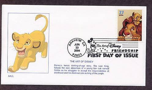 Walt Disney Art, The Lion King, Mufasa, Simba, First Issue FDC USA