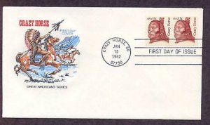 Crazy Horse Sioux Indian Chief, South Dakota, HF, First Issue FDC USA