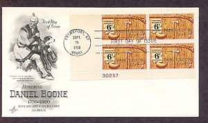 American Folklore, Honoring Daniel Boone, Plate Block First Issue FDC USA