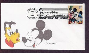 Walt Disney Animation Cartoon Characters Art, Mickey Mouse, Pluto, B First Issue FDC USA