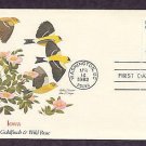Iowa Birds and Flowers, Eastern Goldfinch, Wild Rose, First Issue USA