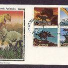 Dinosaurs, Tyrannosaurus, Pteranodon, Stegosaurus, First Issue Colorano Silk USA