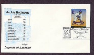 Honoring Jackie Robinson, Baseball Legend, Second Base, First Issue USPS FDC USA