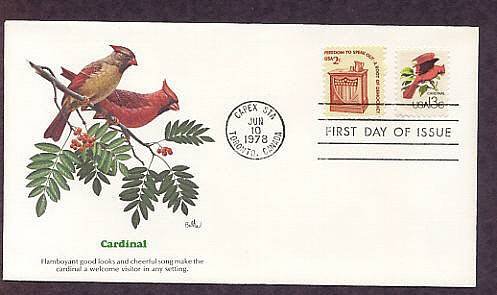 Cardinal, Wildlife that Shares the Border Between Canada and the USA, First Issue