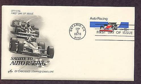 Auto Racing, Indianapolis 500 Racing Car, Embossed Stamped Envelope, First Issue USA