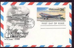Douglas DC-3, Airmail Postal Card, First Issue USA