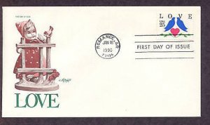 1990 Love Postage Stamp, Love, Doves, Heart, Shakespeare, First Issue USA