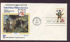 Bicentennial Revolutionary War Uniforms, Militia, First Day Issue Cover, 1975 USA