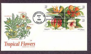 Tropical Flowers, Honolulu, Hawaii, First Issue USA