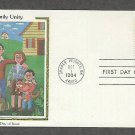 Family Unity, Stick Figure Family, Colorano Silk, First Issue FDC USA