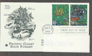 Pacific Coast Rain Forest, Dwarf Oregongrape, Harlequin Duck, PCS, Addressed, First Issue USA