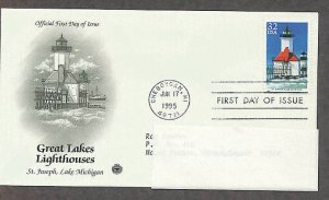 Great Lakes Lighthouses, St. Joseph, Lake Michigan, PCS First Issue USA
