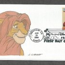 Walt Disney Animation Cartoon Characters Art, The Lion King, Mufasa, Simba, First Issue FDC USA Walt Disney Animation Cartoon Characters Art, The Lion King, Mufasa, Simba, First Issue FDC USA