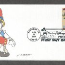 Walt Disney Animation Cartoon Characters Art, Pinocchio, First Issue FDC USA