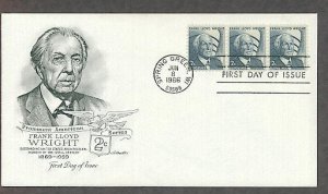 Honoring Frank Lloyd Wright Architecture 1966 AM First Issue FDC USA!